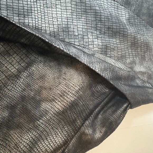 Pile Ou Face Paris Skirt Size 3 Gray Black Reptile Print Flared A Line Textured - Picture 8 of 14